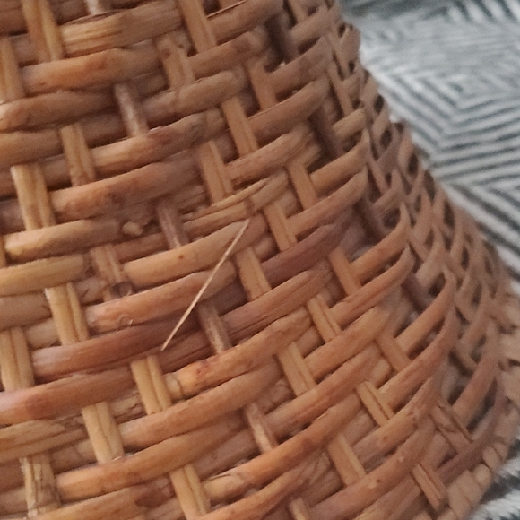 Vintage Small Woven Brown Rattan Lamp Shades – Set of 2 - Picture 6 of 11